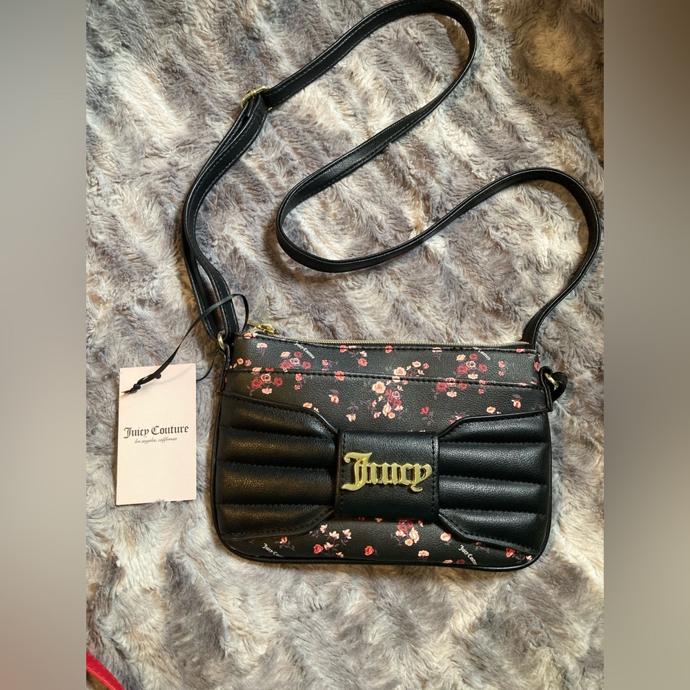 Juicy Couture brand, new with tags , black floral crossbody purse